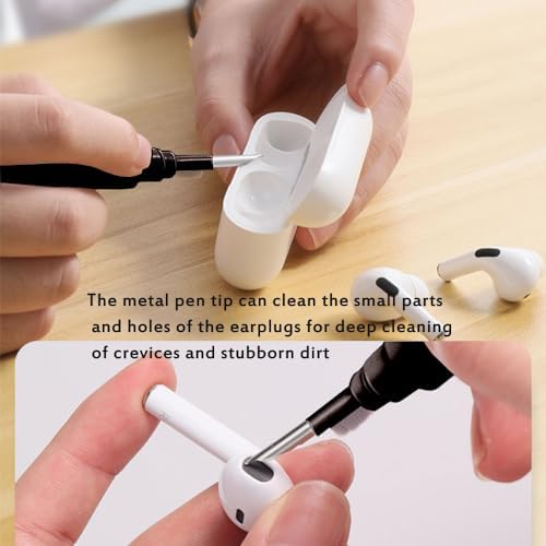 Cleaner Kit for Earbuds, Cleaning kit for Airpods Pro 1 2 3, Multi-Function Cleaning Tool with Brush Flocking Sponge for Wireless Earphones Bluetooth Headphones Case Camera and Phone(Black) - Image 3