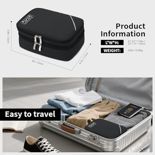 Lanola Electronic Organizer,Travel Cable Organizer Bag Pouch Electronic Accessories Carry Case Portable Double Layers Storage Bag for Cable,Cord,Charger,Phone,Earphone,Power Bank,Memory Cards - Black - Image 2