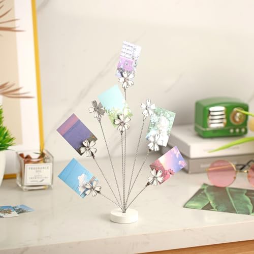 Tandefio 8 Branch Gift Card Tree Holder, Photo Stand with Clips, White - Image 4