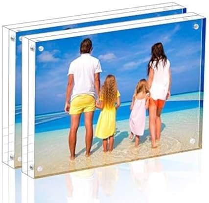 Meetu Acrylic Picture Frame 6x8 Tabletop Photo Frame Magnetic Double Sided Frame Free Standing Desktop for Display Document, Certificate, Photograph, Artwork in Office Room by Meetu