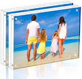 Meetu Acrylic Picture Frame 6x8 Tabletop Photo Frame Magnetic Double Sided Frame Free Standing Desktop for Display Document, Certificate, Photograph, Artwork in Office Room by Meetu