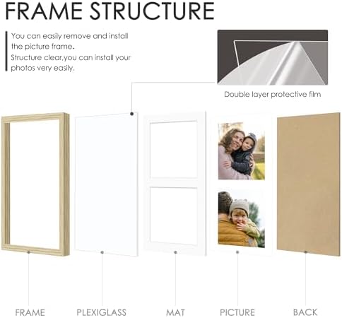 DUENPY 8.5x11 Double Frame For 2 5x7 Photos Wood Color - Image 4