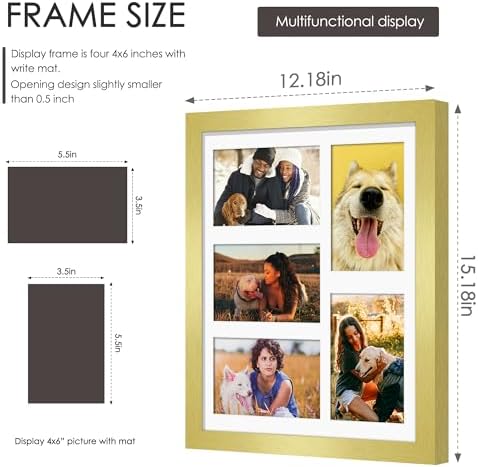 DUENPY 11x14 Collage Frame For 5 4x6 Photos Gold - Image 2