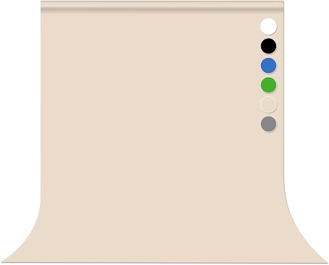 Beige Photo Backdrop for Photoshoot Solid Color Background 6x9 ft | Cream Photography Photobooth Curtain for Headshot, Homestudio, Portrait, Video, Meeting, Easy to Install, Washable Fabric by Pksoiil