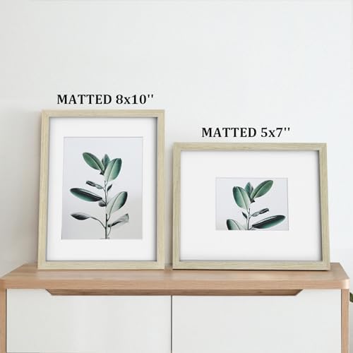 Egofine 11x14 Picture Frames Set of 4, Made of Solid Wood Covered by Plexiglass 5x7 and 8x10 with Mat or 11x14 without Mat, for Table Top Display and Wall Mounting Photo Frame Distressed Wood Grain - Image 5