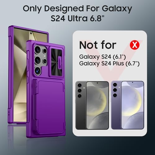 GooseBox for Galaxy S24 Ultra Wallet Case with【RFID Blocking】 Card Holder & Camera Cover & Kickstand, Full Body Shockproof Wallet Case for S24 Ultra 6.8Inch 2024 for Women Men-Purple(Upgraded) - Image 2