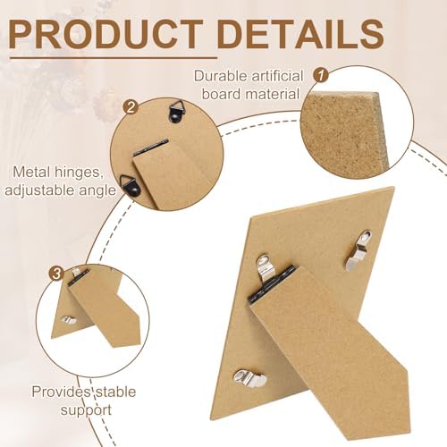 uxcell 10Pcs Easel Back for Picture Frame, 4" x 5" Replacement Picture Frame Easel Back with Hinged Hangers DIY Photo Backing Board for Photo Frames Tiles, Tabletop Wall Display, Wooden - Image 3