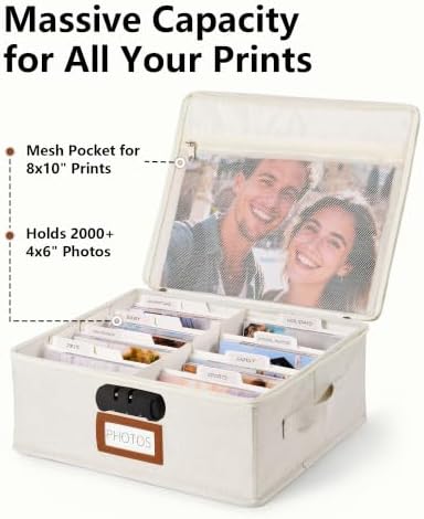 HULISEN Photo Storage Box with Lock, Photo Organizer for 2000+ 4x6 Pictures - Image 3