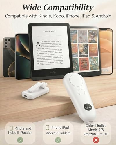 RF Remote Control Page Turner with Upgrade LCD Power Display, Wireless Reading Clicker for Kindle Paperwhite Kobo Oasis iPad, Phone Camera Remote Trigger, 36-Month Warranty (White) - Image 5
