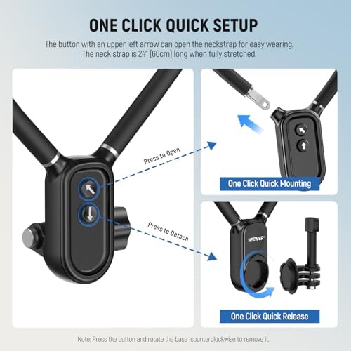 NEEWER Magnetic Neck Holder for Action Camera & Phone, Hands Free Neck Mount with Chest Strap Compatible with GoPro DJI Insta360 iPhone, Phone Holder for POV Vlog Video Recording, GP26 - Image 4
