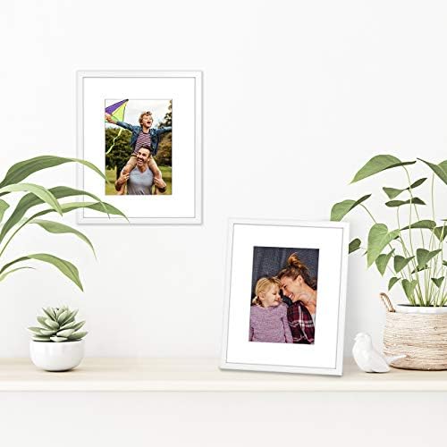Americanflat 8x10 Picture Frame with Shatter-Resistant Glass - Use as 5x7 Frame with Mat or Display 8x10 Photo Without Mat - Streamline Collection - Picture Frames for Tabletop and Wall - White - Image 5