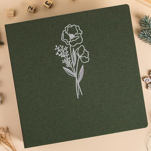Lanpn 12x12 inch Scrapbook Photo Album, Linen Cover Archival Acid Free Top Load 3 Ring Binder Folder Photo Book 12 x 12 with 30 Plastic Sleeves 60 Pages (Green) - Image 6