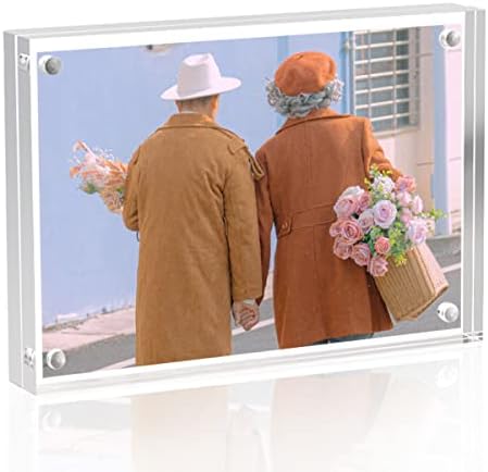 Sezanrpt Acrylic Photo Frames 3.5x5 Double Side Magnets Picture Frame, Magnetic Picture Frames for 3x4, 3x5, 3.5x4.5 photo, 10 + 10MM Thickness 1Pack by Sezanrpt