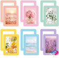 12 Pack Pastel Magnetic Picture Frames 4x6 - Macaron Soft Tones Minimalist Magnet Photo Borders for Refrigerator, Locker, Classroom & Office Decor - Open Face Aesthetic Home Accessories by Mindoub