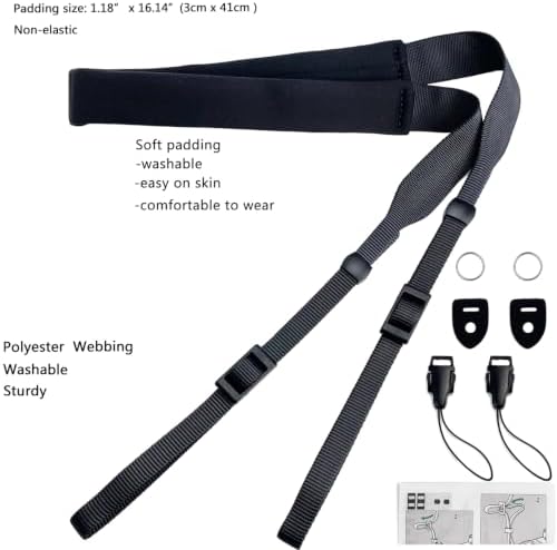 Camera Neck Strap Thin,Binocular Strap with Neoprene Padding,Camera Lanyard,Digital Mirrorless Camera Strap for Photographers,Washable,Black,58 Inch - Image 2