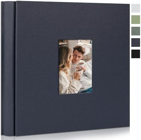 Photo Album 4x6 Pictures 600 Pockets Linen Cover Gray Blue by Remowith