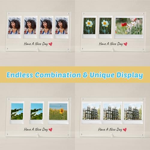 Instax Polaroid Photo Frame for Fujifilm Instax Mini/Square/Wide Films, Acrylic Magnetic Picture Frame with Message Panel, Desktop Photo Display Holder for 2x3 Photos, Gift for Family and Friends - Image 4