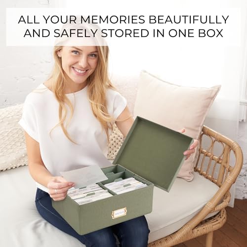 Decorative Photo Storage Box - Sturdy Linen Organizer Holds 1700 Photos - Image 3