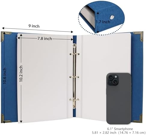 Vienrose 3-Ring Self-Adhesive Photo Album 9x10.6 In, 40 Pages, Blue - Image 6