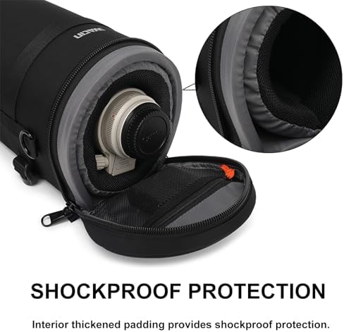 Large Camera Lens Case Bag,Barrel Shaped Shockproof Protective Padded Long Telephoto Lens Backpack Pouch Fits for SONY A7 FE200-600mm F5,6-6.3GOSS/Canon 70-200F2.8 - Image 7