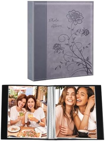 Artmag Small Photo Album 4x6 2 Pack, Each Pack with 26 Clear Pages Holds 52 Vertical Photos for 4x6 Picturs, Artwork or Postcards Storage (Grey) by Artmag