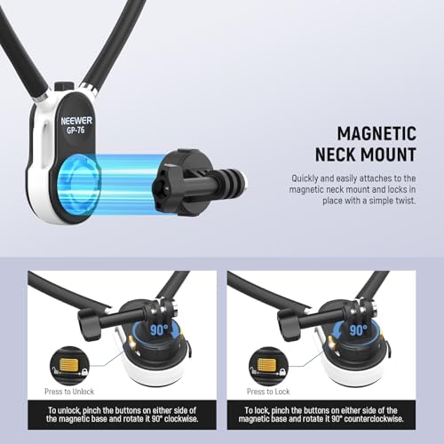 NEEWER GP-76 Magnetic Neck Mount Compatible with GoPro DJI Action Cameras, Quick Release Neck Holder with Air Cushion & Adjustable Chest Strap, Accessories Kit for POV Video Recording Vlogging - Image 2