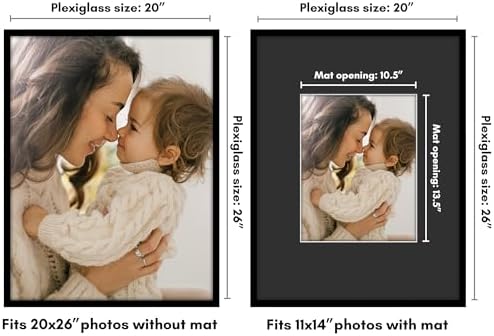 Americanflat 20x26 Poster Frame - Matted to 11x14 - Slim Molding - Black - Image 2