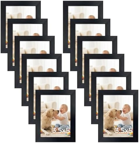 Giftgarden 12 Pack 3.5x5 Picture Frame Black, Multiple 3.5 x 5 Photo Frames Bulk for Tabletop Display or Wall Hanging by Giftgarden