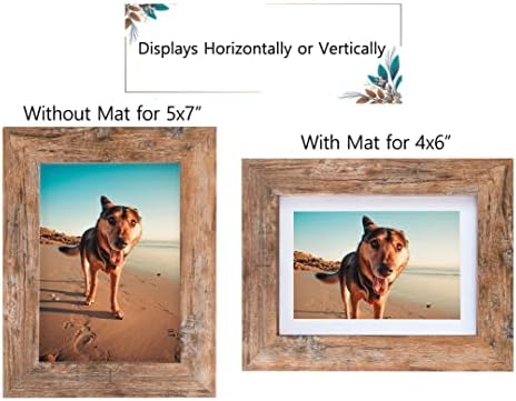 Califortree Rustic Brown 5x7 Picture Frame - Display Photos 4x6 with Mat or 5x7 Without Mat - HD Glass Inside, Wall and Tabletop - Set of 2 - Image 3