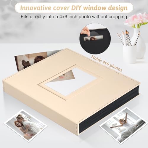 Popotop 4x6 Photo Album Holds 300 Pictures, Vegan Leather Hardcover - Image 2