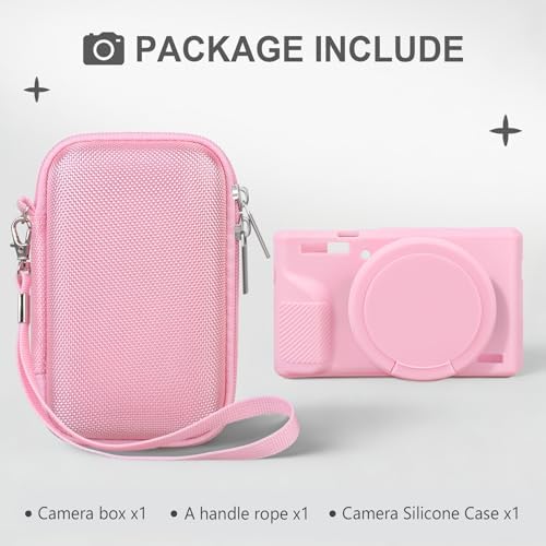 BOVKE Hard Case + Silicone Cover for Canon Powershot G7 X Mark III, Pink - Image 2