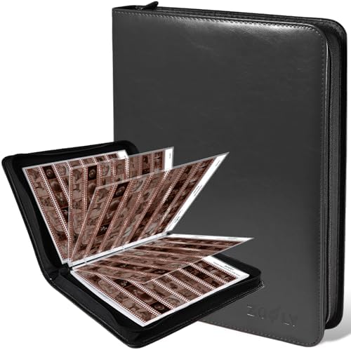 35mm Film Negative Storage Binder Box Kit - 30 Pcs Clear Sleeves, 135 Film Negative Holder for 3 Ring Binder, Acid-Free Protector, Storage Sheets for Film Travel Organization, Holds 1260 Frames, Black by Zofly