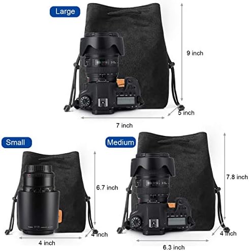 S-ZONE Soft Camera Bag DSLR Insert Handbag Drawstring Lens Case Compatible with Canon Nikon Sony - Image 3