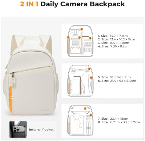 K&F CONCEPT Camera Backpack, Lightweight Compact Camera Bag 5L - Image 4