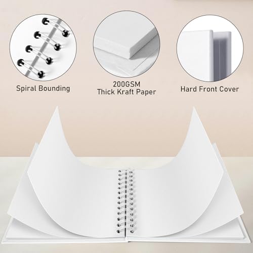 GOTIDEAL 8 x 8 Inch Scrapbook Album with Metallic Markers, White, 40 Pages - Image 3