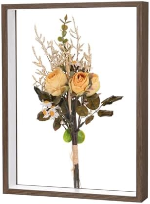 M METERXITY 1-Pack Dried Flower Frame, 12 x 16 Inch Double Acrylic Wooden Dried Flower Photo Floating Frame for Tabletop/DIY/Handicrafts [Coffee] by MMETERXITY