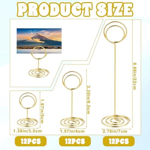 Ptwola 36PCS Table Number Holders 3 Size Place Card Holder Wire Picture Photo Table Sign Stand Name Numbers Menu Memo Note Clips for Centerpieces Wedding Anniversary Reception Birthday Party - Image 2