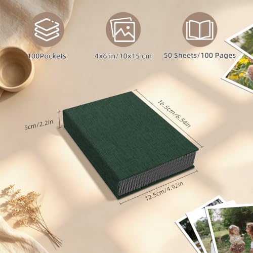 Popotop Photo Album 4x6 100 Pockets for Wedding Gifts,Linen Hardcover Picture Albums for Family Anniversary Baby Vacation Pictures - Image 3
