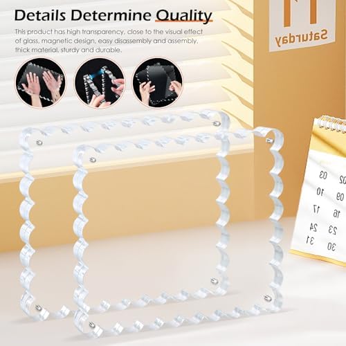 Chivalral 8x10 Scalloped Acrylic Photo Frame 3 Pack,15+15mm Desktop Holders - Image 4