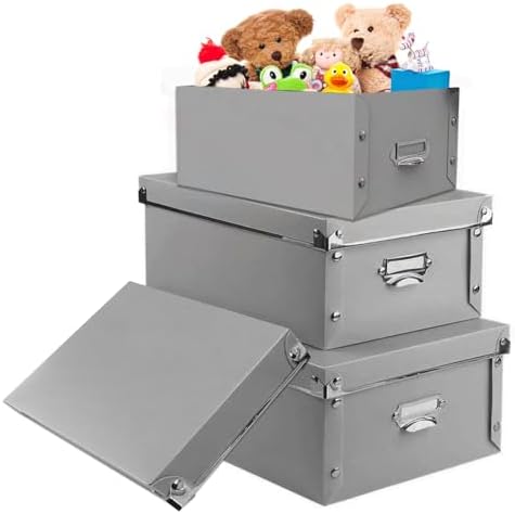 XUCHUN Foldable Plastic Storage Boxes with Lids - Decorative Organizer for Clothes, Shoes, Office & Keepsakes | Multi-Size Nesting Design, Space-Saving Memory Box by XUCHUN
