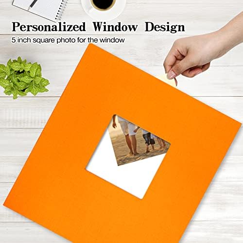 potricher Photo Album 4x6 Pictures, 600 Pockets, Linen Cover, Orange - Image 2