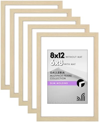 Americanflat 8x12 Picture Frame 5-Pack - Matted to 6x8 - Natural Oak by Americanflat