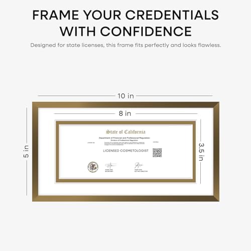 Homeforia 5x10 Bronze License Frame, High-End Metal, 3.5x8 Mat, Glass - Image 2