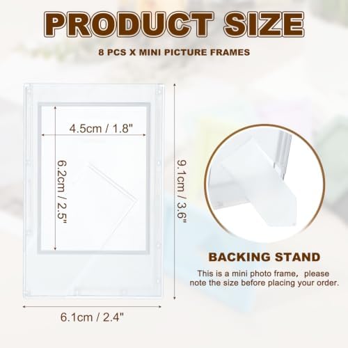 uxcell 8pcs Mini Picture Frames, 2.4 x 3.6 Inch Rectangular Film Photo Frame, Small Instant Film Photo Frame Holder for Tabletop Picture Display, Matte Clear - Image 2