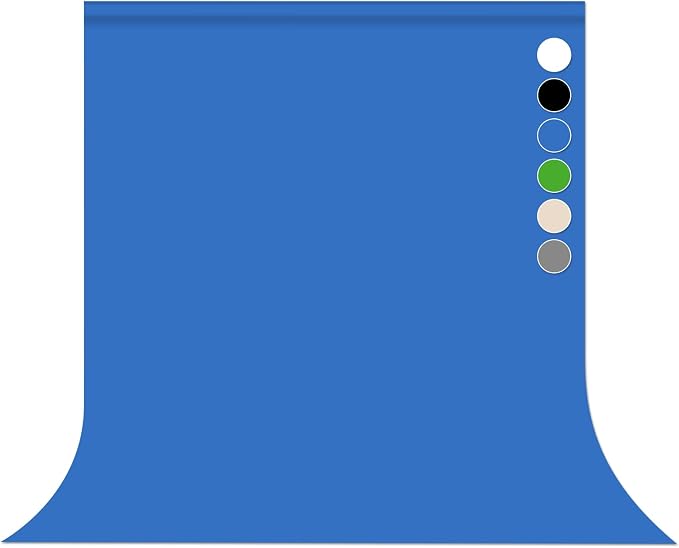 Blue Photo Backdrop for Photoshoot Solid Color Background 8x10 ft | Photography Studio Photobooth Curtain for Headshot, Homestudio, Portrait, Video, Meeting, Easy to Install, Washable Fabric by Pksoiil