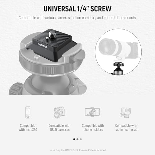 NEEWER Arca Type Quick Release Plate with 1/4" Screw, Camera Tripod Mount Adapter QR Plate Accessory Compatible with DJI RS Series Gimbal Stabilizer Action Camera Phone Cage, UA078 - Image 3