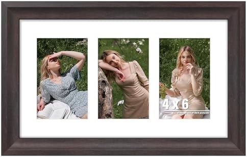 DUENPY 8x14 Collage Frame For 3 4x6 Photos Walnut by DUENPY