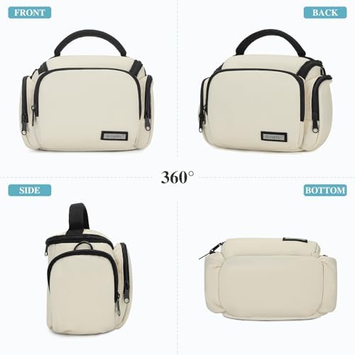 G-raphy Camera Bag Case Compact Lightweight Shoulder Crossbody Sling Photography Bags for Nikon Canon Sony DSLR SLR Mirrorless with Removal Straps (Beige) - Image 3