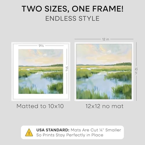 Homeforia 12x12 White Picture Frame, High-End Metal, 10x10 Mat, Glass - Image 2