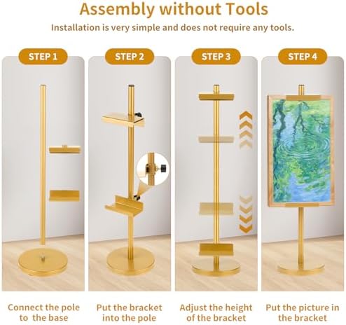 18''Adjustable Tabletop Easel Stand, Picture Easels for Display-Gold - Image 4